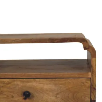 22" Light Brown Solid Wood One Drawer Nightstand