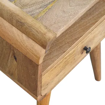 22" Light Brown Solid Wood One Drawer Nightstand
