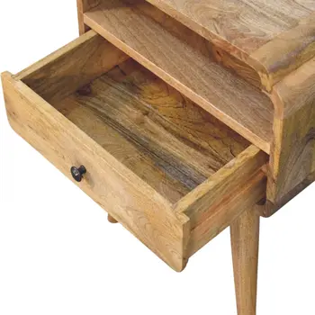 22" Light Brown Solid Wood One Drawer Nightstand