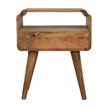 22" Light Brown Solid Wood One Drawer Nightstand