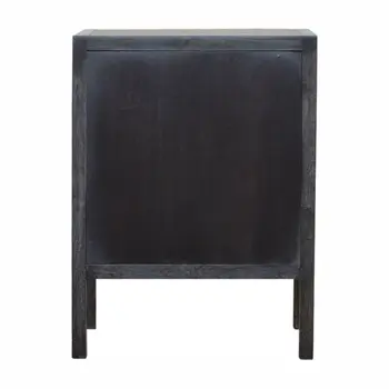 24" Gray And Black Solid Wood And Faux Shagreen Three Drawer Nightstand