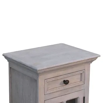 24" Gray Solid Wood And Glass Distressed Two Drawer Nightstand