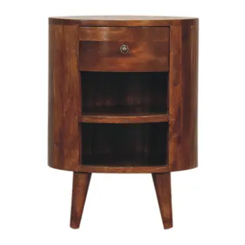 22" Chestnut Solid Wood Oval One Drawer Nightstand