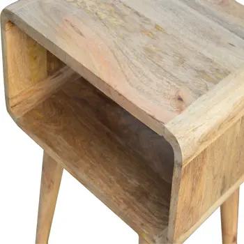 20" Beige Solid Wood Nightstand