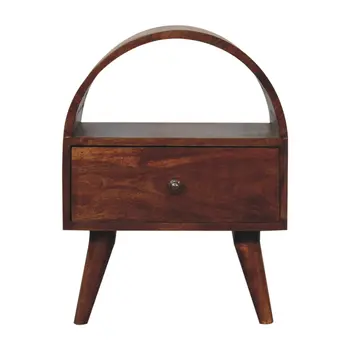 24" Chestnut Solid Wood Oval Top One Drawer Nightstand