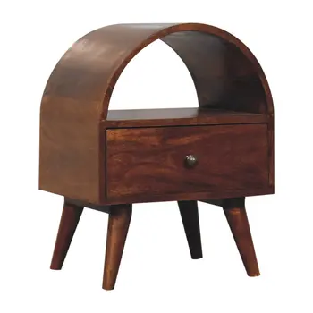 24" Chestnut Solid Wood Oval Top One Drawer Nightstand