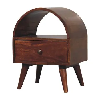 24" Chestnut Solid Wood Oval Top One Drawer Nightstand