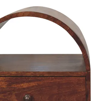 24" Chestnut Solid Wood Oval Top One Drawer Nightstand