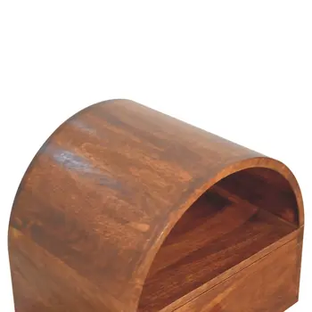 24" Chestnut Solid Wood Oval Top One Drawer Nightstand
