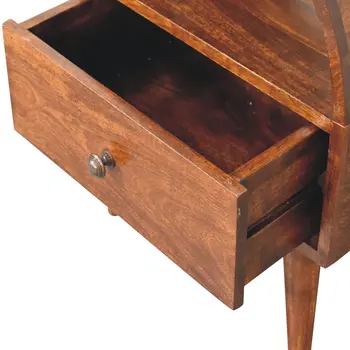 24" Chestnut Solid Wood Oval Top One Drawer Nightstand