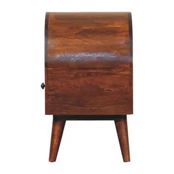 24" Chestnut Solid Wood Oval Top One Drawer Nightstand