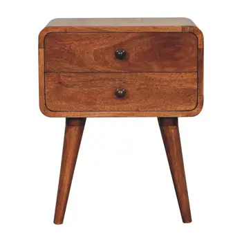 22" Brown Solid Wood Two Drawer Nightstand