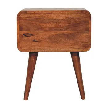 22" Brown Solid Wood Two Drawer Nightstand