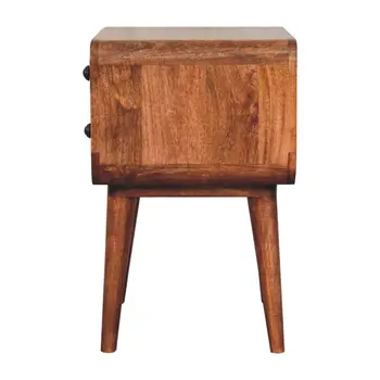 22" Brown Solid Wood Two Drawer Nightstand