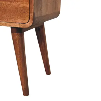 22" Brown Solid Wood Two Drawer Nightstand