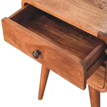 22" Brown Solid Wood Two Drawer Nightstand
