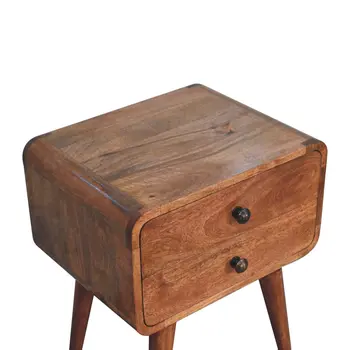 22" Brown Solid Wood Two Drawer Nightstand