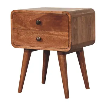 22" Brown Solid Wood Two Drawer Nightstand