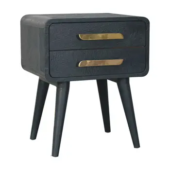22" Midnight Solid Wood Two Drawer Nightstand