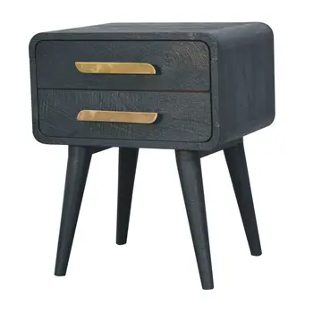 22" Midnight Solid Wood Two Drawer Nightstand