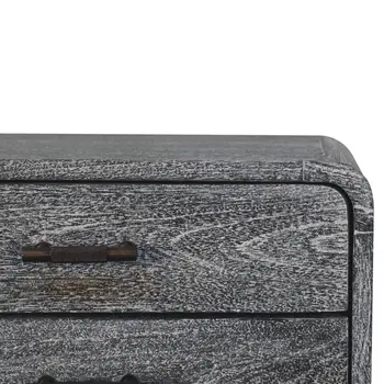 22" Gray Solid Wood Distressed Two Drawer Nightstand