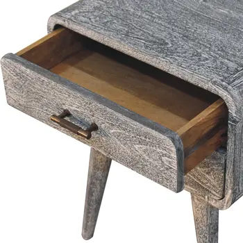 22" Gray Solid Wood Distressed Two Drawer Nightstand