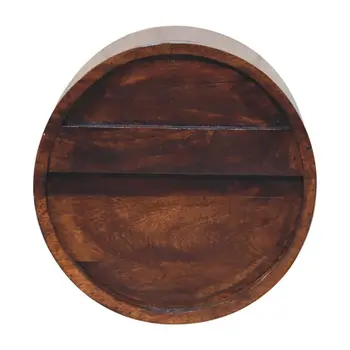 16" Chestnut Solid Wood Round One Drawer Floating Nightstand