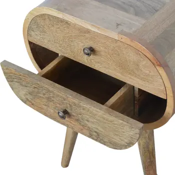 21" Light Brown Solid Wood Oval Two Drawer Nightstand