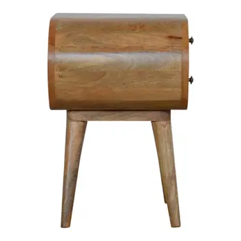 21" Light Brown Solid Wood Oval Two Drawer Nightstand