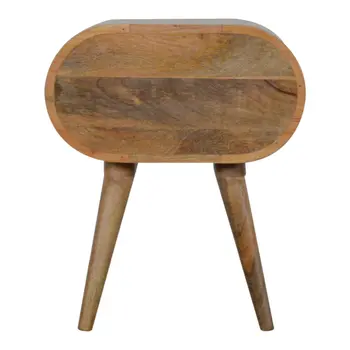 21" Light Brown Solid Wood Oval Two Drawer Nightstand