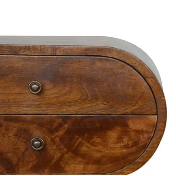 21" Chestnut Solid Wood Oval Two Drawer Nightstand