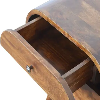 21" Chestnut Solid Wood Oval Two Drawer Nightstand
