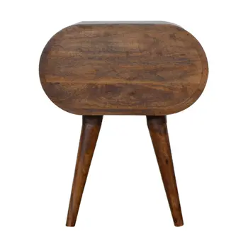 21" Chestnut Solid Wood Oval Two Drawer Nightstand