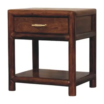 20" Chestnut Solid Wood Square One Drawer Nightstand