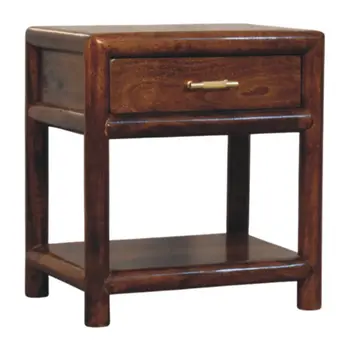 20" Chestnut Solid Wood Square One Drawer Nightstand
