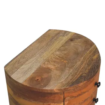 20" Brown And Oak Solid Wood Oval Two Drawer Nightstand