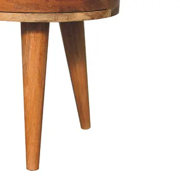 20" Brown And Oak Solid Wood Oval Two Drawer Nightstand