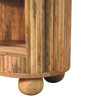 23" Natural Solid Wood Oval Ribbed Texture One Drawer Nightstand