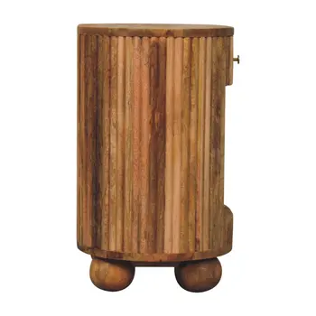 23" Natural Solid Wood Oval Ribbed Texture One Drawer Nightstand