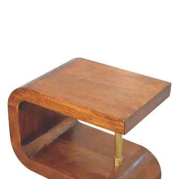 24" Chestnut Solid Wood Zig Zag Nightstand