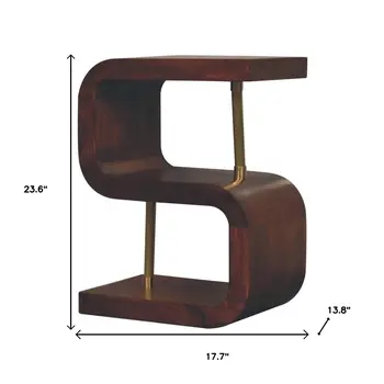 24" Chestnut Solid Wood Zig Zag Nightstand