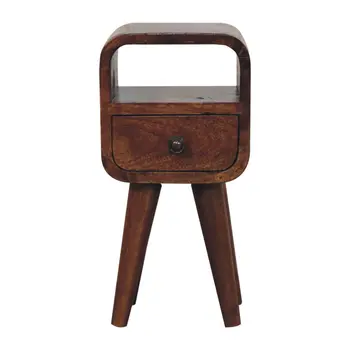 16" Brown Solid Wood Square One Drawer Nightstand
