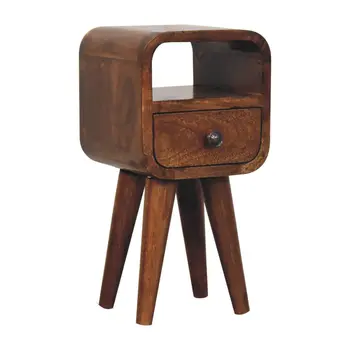 16" Brown Solid Wood Square One Drawer Nightstand