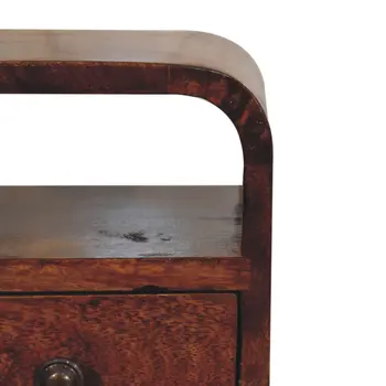 16" Brown Solid Wood Square One Drawer Nightstand