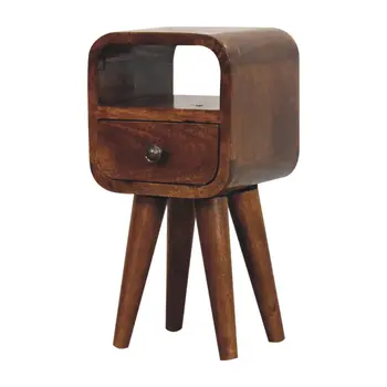 16" Brown Solid Wood Square One Drawer Nightstand