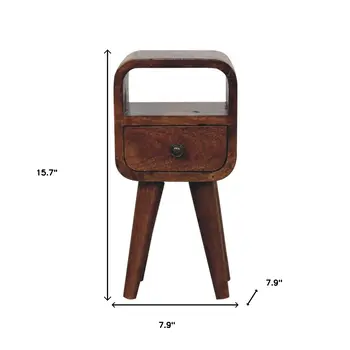 16" Brown Solid Wood Square One Drawer Nightstand
