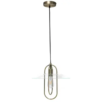 Antiqued Brass Simple Iron Ceiling Light With Clear Shades