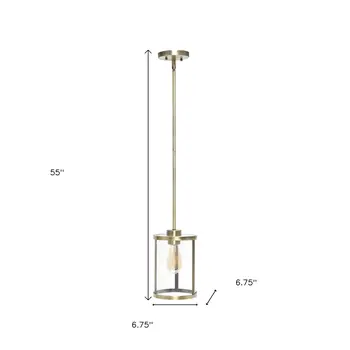 Antiqued Brass Cylinder Iron Ceiling Light With Clear Shades