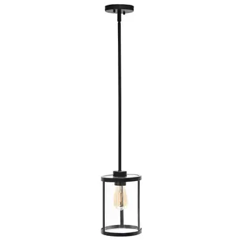 Black Cylinder Iron Ceiling Light With Clear Shades