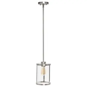 Nickel Cylinder Iron Ceiling Light With Clear Shades